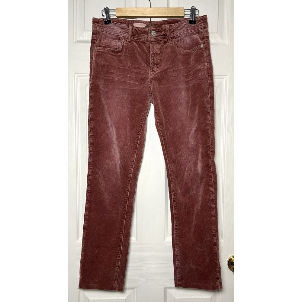 Pilcro Anthropologie Corduroy Pants Slim Boyfriend Crop Rust Brown 26 Boho - Picture 2 of 9